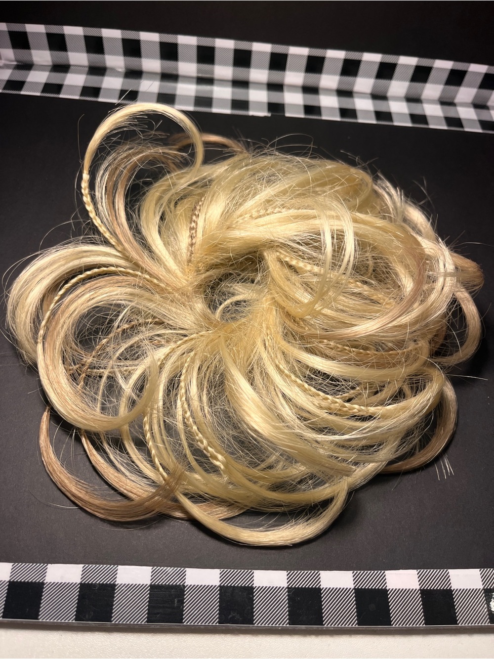 Blonde Hair Bun Scrunchie Boho Messy Bun Hair Extension with Accent Braids.